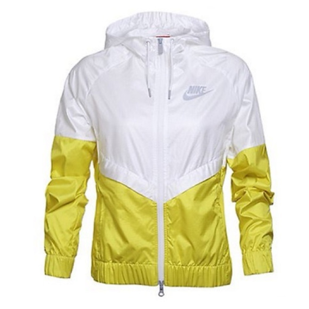 Nike White and Yellow Windbreaker Jacket